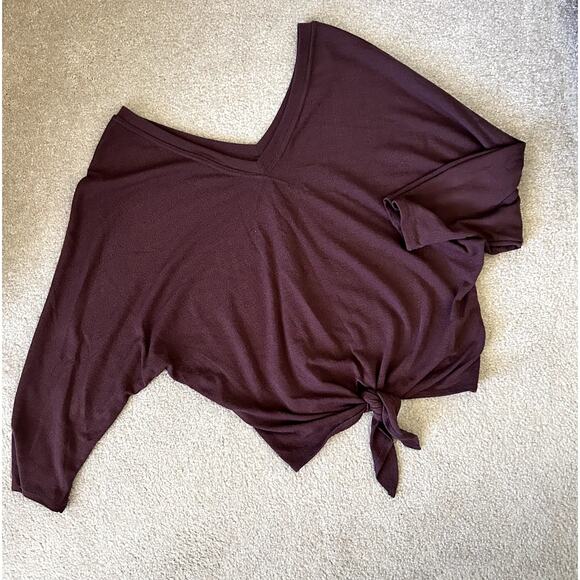 Six/Fifty Women´s Long Sleeve Relaxed Fit Front tie Maroon Brown Blouse Size M - Picture 1 of 10